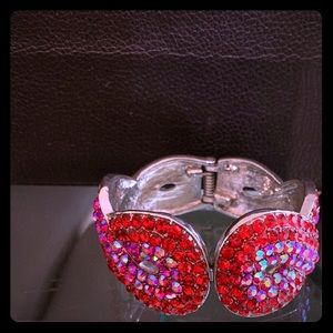 Designer Style Red Rhinestones Bracelet